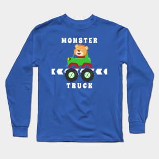 Cartoon vector of monster truck with little animal driver. Long Sleeve T-Shirt